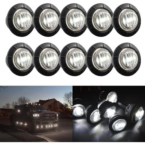 10PCS White Color 3/4'' Car External Lights LED 12V Auto Car Bus Truck Wagons Side Marker Indicator Trailer Light Rear Side Lamp