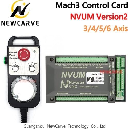 DIY Engraver: 3/4/5/6 AXIS NVUM Mach3 Controller + MPG Handwheel 4 6 Axis USB Port 200KHz For CNC Router NEWCARVE