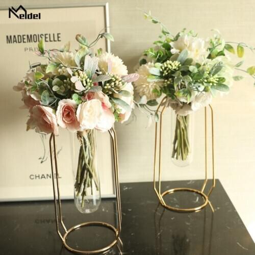 Meldel Fake Peony Flower Artificial Pompon Hydrangea Bridesmaid Wedding Bouquet Bride Girl Flower Home Party Wedding Table Decor