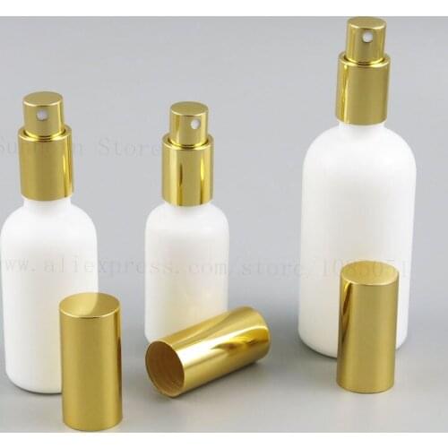 Round Empty glass bottle 15ml 1oz 30ml 50ml 100ml Essential Oil perfume e liquid Bottle With gold silver black sprayer 20pcs