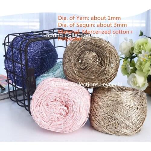 200g/lot Fashion Spring And Summer Mercerized Cotton Line(Dia.1mm) Breathable Sweat Absorbing Sequin(Dia.3mm) Yarn
