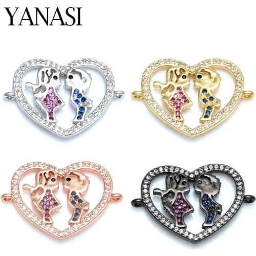 Boy kiss Girl Connector Charms Accessories for Jewelry Making DIY Handmade Woman Children Lovers Bracelet Jewelry Gift
