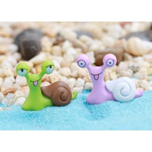 50pcs Mini Green/Purple Snails Garden Animals/Moss Terrarium Home Desktop Decor/Crafts/Bonsai/Doll House/Miniatures
