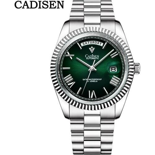 CADISEN C8185 Men`s Watch MIYOTA-8285 Movt Automatic Mechanical Watches Men 50M Waterproof Auto date Clock Men relogio masculino
