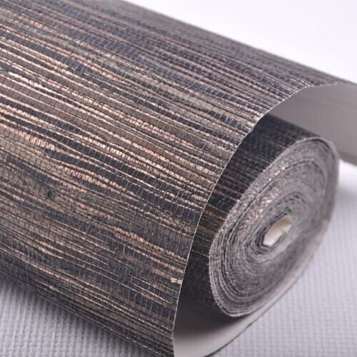 MYWIND Raw Hemp Wallpaper Brown Grasscloth Metallic Bottom 3D Designs For Home Decoration