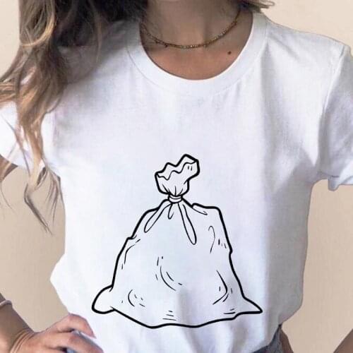 New Summer T-shirt Cute cartoon garbage bag Spattern Fashion Women T-shirts graphic t shirts Simple Top Casual