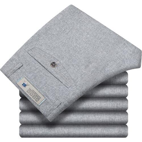 C1134 Summer 2020 new thin section cotton linen men middle-aged high-waist business casual pants cheap wholesale free shipping