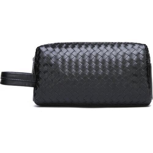 New Design Mens Handbag Fashion Woven Day Clutch Male Business Travel Bag Wash Bag Big Capacity Casual Bag for Man