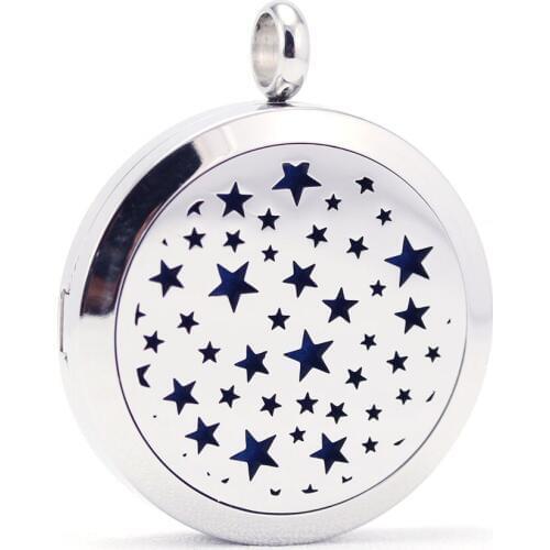 316L stainless steel star design aroma aromatherapy essential oil diffuser necklace