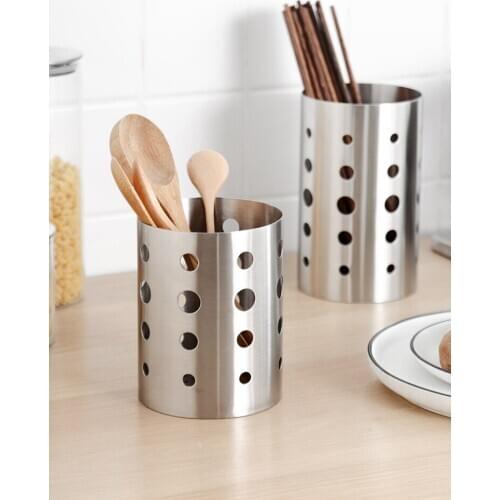 Home Stainless Steel Spoon Rests Chopsticks Spoon Forks Utensil Jars for Kitchen Gadgets Cooking Tableware Drainage Rack