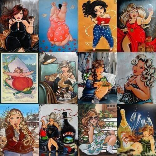 Full diamond painting fat ladies 5d diy abstract cross stitch pictures square diamond embroidery Home Decoration Diamond mosaic