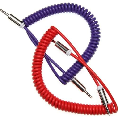 Gold Plated 3.5 Jack Aux Cable 3.5mm Car Spring Audio Cables For Headphone Speaker for Xiaomi Redmi Oneplus Samsung Smartphone