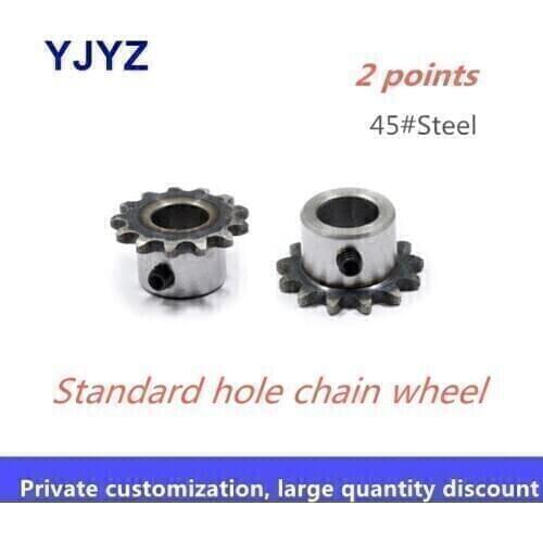 Precision 2points chain wheel 27teeth standard hole M5 screw hole fixed 45#steel quenching pitch 6.35