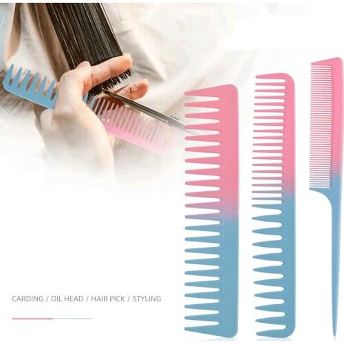 Professional Barber Double Side Tooth Wide Tooth Comb Carbon Fiber Comb Rat Tail Pick Hair Comb Salon Cutting Comb