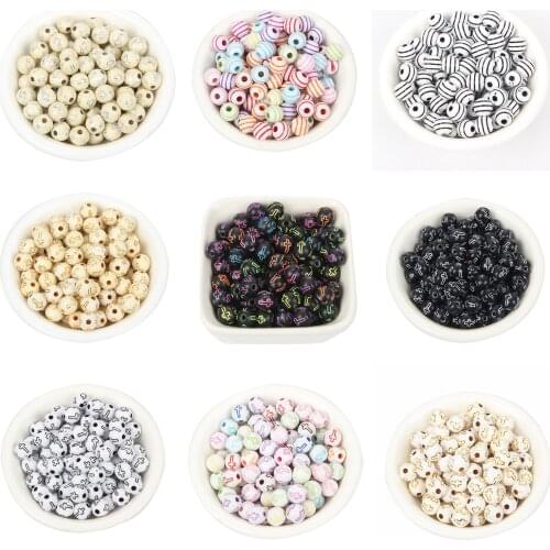 7 Styles Multicolor Cross Round Acrylic Beads Charm Loose Spacer Beads For Jewelry Making DIY Needlework Bracelet Accessories