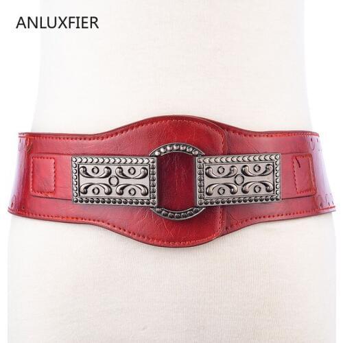 H9851 Elastic Waist Belt Women Wide Fashion Waistband Vintage Sculpted Buckle High Quality Waist Seal Luxury Simple Retro Girdle