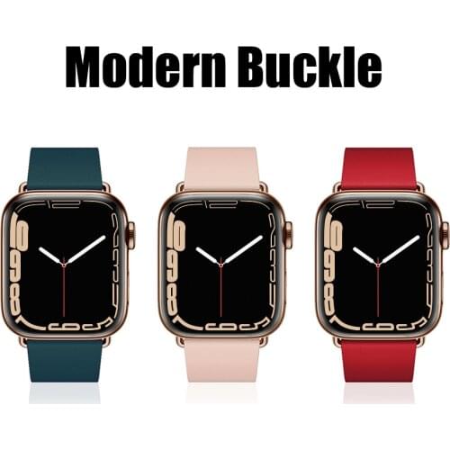 Modern Buckle strap for apple watch band 44mm 42mm 38mm 40mm bracelet Genuine leather watchband for iwatch 6/5/SE/4/3/2