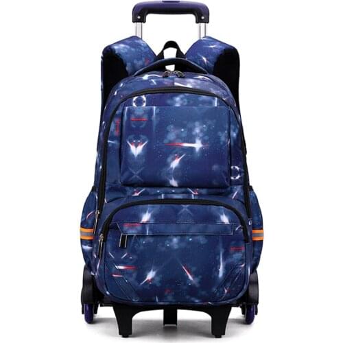 Boys Rolling Backpacks Kids' Luggage Wheeled Bags Kids Trolley School Bags Fashion Printed Durable Bookbag with 6 Wheels