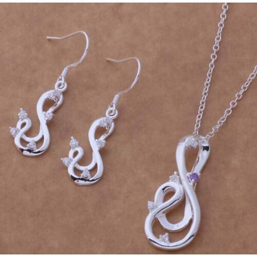AS330 Hot sterling Jewelry Sets Earring 496 + Necklace 105 /anaajeha atnajkua silver color
