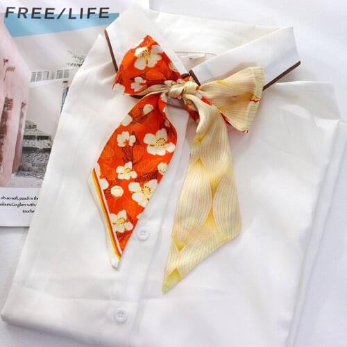 Spring And Autumn Style Long Small Silk Scarf Woman Tied Bag Ribbon Belt New All - Match Summer Shirt Suit Scarf