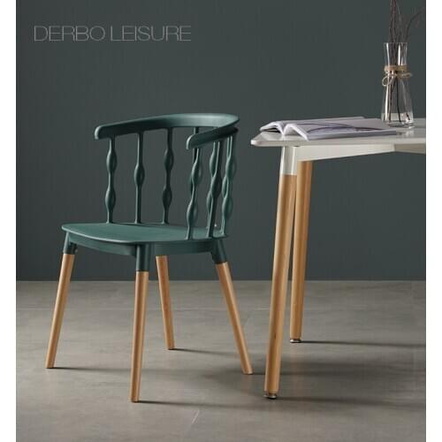 Modern Classic Design Plastic Solid Wooden Leg Colorful Dining Side Armchair fashion popular cafe luxury leisure study chair 1PC