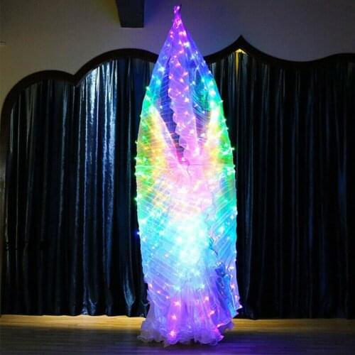 Belly Dance LED Wing Light Up Bar Cosplay Telescopic Stick Shows Glowing Performance Props Stage Wear Adult Party 360 Degrees