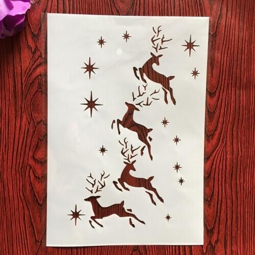 A4 29 * 21cm Christmas deer DIY Stencils Wall Painting Scrapbook Coloring Embossing Album Decorative Paper Card Template,fabric