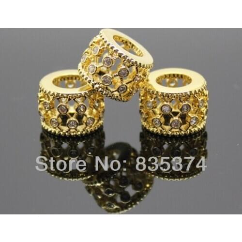 High quality Hollow Flower Zircon Beads Big Hole Beads Fit European Style Bracelets And Necklace