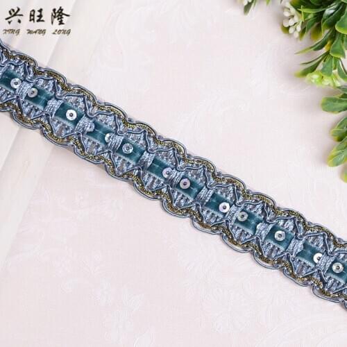 XWL 12M/lot 2.5CM Wide Sequins Curtain Lace Trims Sofa Lamp Clothing Curtain Accessories Lace Ribbon Velvet Belt DIY Sewing Trim