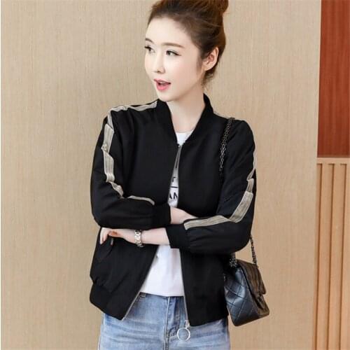 2021 Spring And Autumn New Baseball Uniform Fashion Casual Embroidery Womens Coat Loose Commuter Stand Collar Large Size Jacket