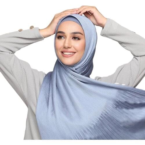Women Hijabs with Pleated medina Crinkled satin shawls Scarves women long hijabs popular 10PCS/LOT