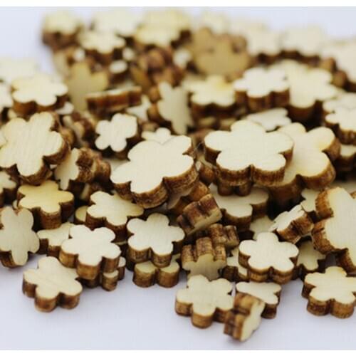 100pcs DIY Plum Blossom Shaped Chips Flower Theme Mini Laser Cuts Wood Shapes Multi-size(6mm 8mm 10mm 12mm)