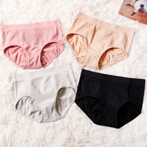 4 Pcs Seamless Breathable Underwear Women Comfort Intimates Fashion Honeycomb Female Mid-Rise Briefs 4 Colors Lingerie Shorts