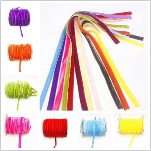 5 Yards/pack 1CM Velvet Ribbons Non Elastic 3/8" Soft Not FOE Fold Over Velvet - DIY Headbands Bows Candy Box Decorations