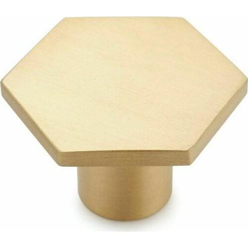 6pcs Kitchen Cabinet Cupboard Drawer Door Knob Handle Pull Hexagon Solid Brass Furniture Hardware Accessories