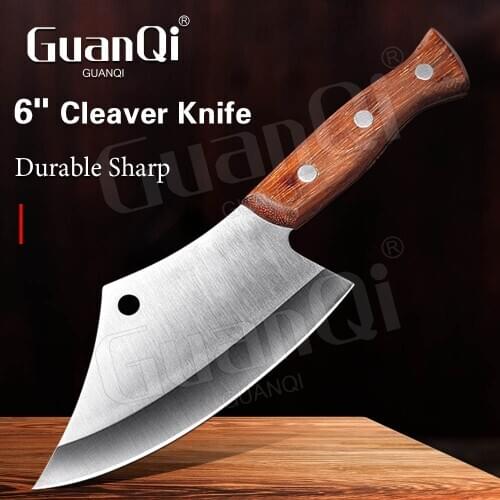 8 Inch Cleaver Knife Handmade Forged Butcher Knife Hunting Knife Kitchen Knife Fish Knife Slicing Knife Chopping Utility Cleaver