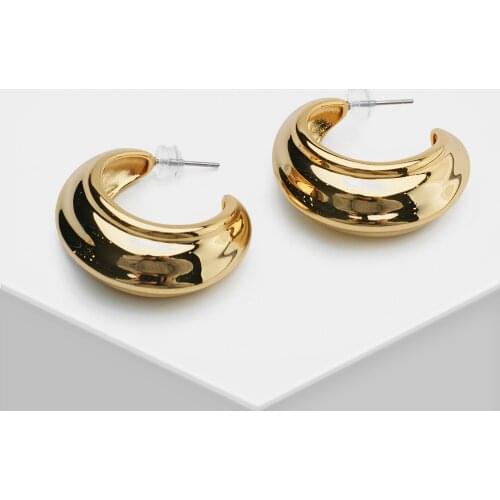 AMORITA POP Irregular Half round Design Metal Hoop Earrings