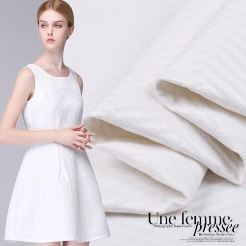 White Polyester Jacquard Brocade Fabric Autumn Winter Crisp Fashion Clothing Fabrics Cloth for Dress Per Meter for Sewing