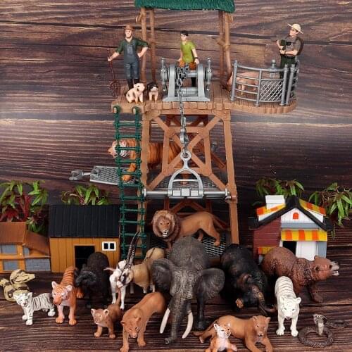 Oenux Classic African Wild Lion Simulation Animals Zoo Action Figure Zebra Giraffe Elephant Deer Figurine Model Educational Toys