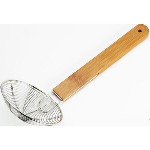Stainless Steel Filter Kitchen Strainer Noodle Colander Mesh Scoop Wood Handle Filter Food Deep Fried Oil Strainer Cookware 1pcs