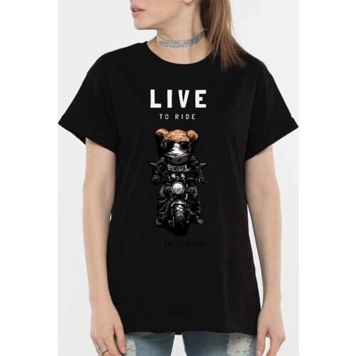 BLINGPAW Graphic T Shirts Teddy Bear Live To Ride Letter Print T-shirt Pure Cotton Unisex Tees Summer Tee Shirts 19 Colors