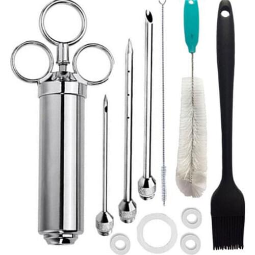 Grill 2-oz Marinade Seasoning Injector Meat Injectors Stainless Steel Cooking Syringe Injection With 2-5 Needles