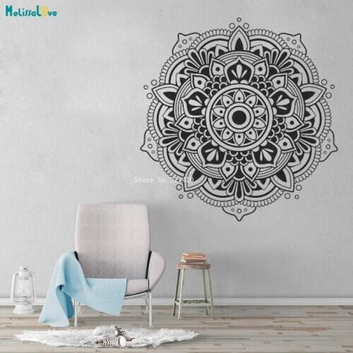 Exquisite Mandala Wall Decal Bohemian Decor Removable Lotus Interior Living Room Buddha Decals Vinyl Murals Gift YT4085