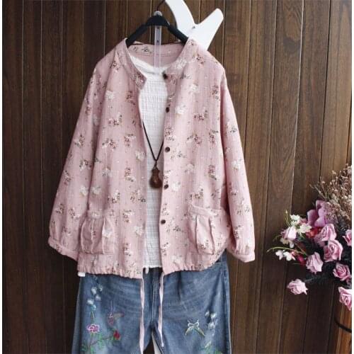 Cotton Linen Drawstring Pockets Cardigan Spring Sweet Pink Tops Lantern Sleeve Female Casual Women Shirt Blouse