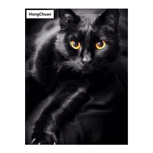Black Cat Mural 5D DIY Square/Round Diamond Painting Mosaic Cross Embroidery Handicraft Home Decoration Christmas Gift New Year
