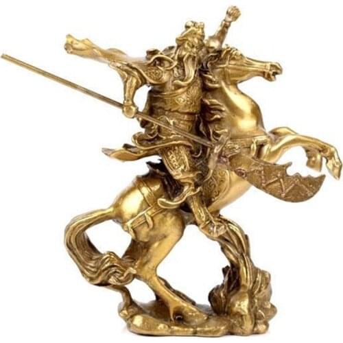 Chinese Ancient Hero Guan Gong Guan Yu ride on horse * bronze statue