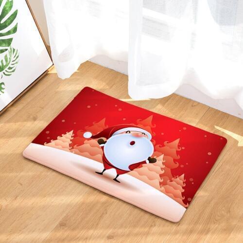 Santa Claus Gift Series Printing Doormat Home Decoration Non-slip Floor Mat Door Mat for Living Room/Bathtoom/Hallway/Outdoor
