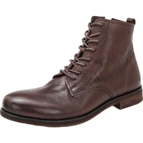 Hot Selling Cow leather lace up Mens Boots Ankle Martin Boots Shoes Fashion work Boots High Quality Retro Shoes