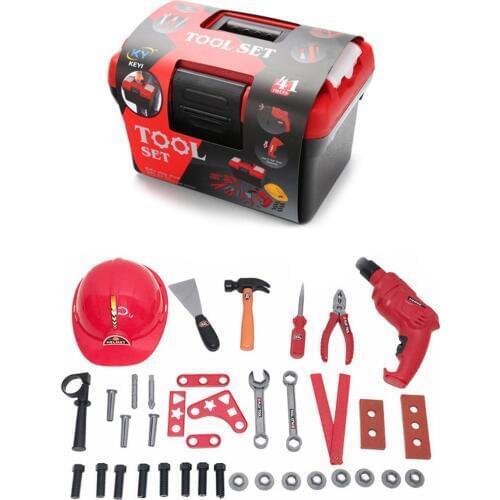 37PCS Childrens Electric Toy Repair Kit Set Simulation DIY Repair Tools Chainsaw Screwdriver Play House Toys For Children
