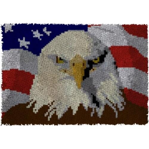 Latch Hook Rug Kits American Eagle Crocheting Carpet Rug 100% Acrylic Yarn Cushion Mat DIY Carpet Rug Home Decor 61cmX85cm